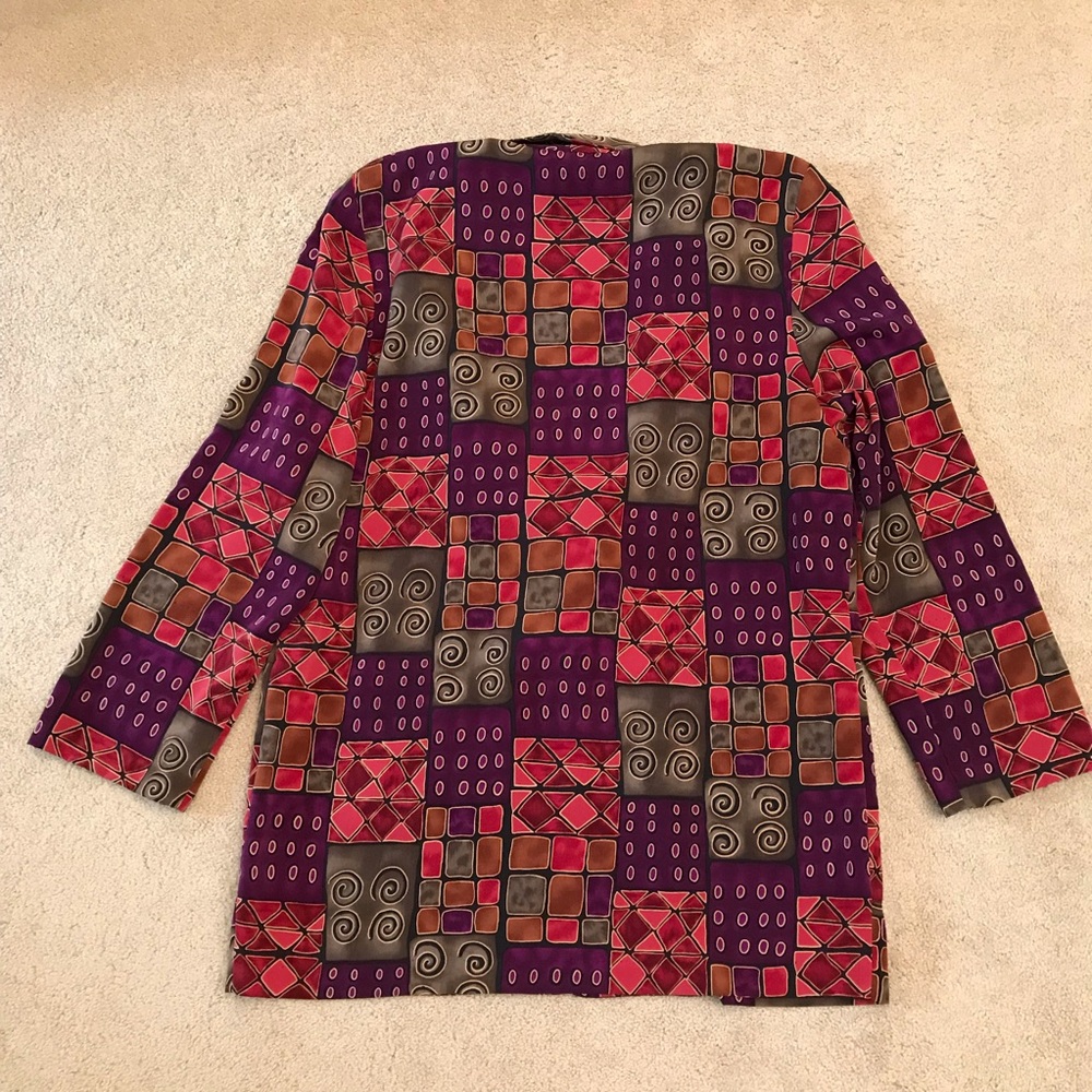 Vintage 80s Emily Adams Blazer Jacket Women Medium Geometric Pop Art Jewel Tone - Picture 3 of 9